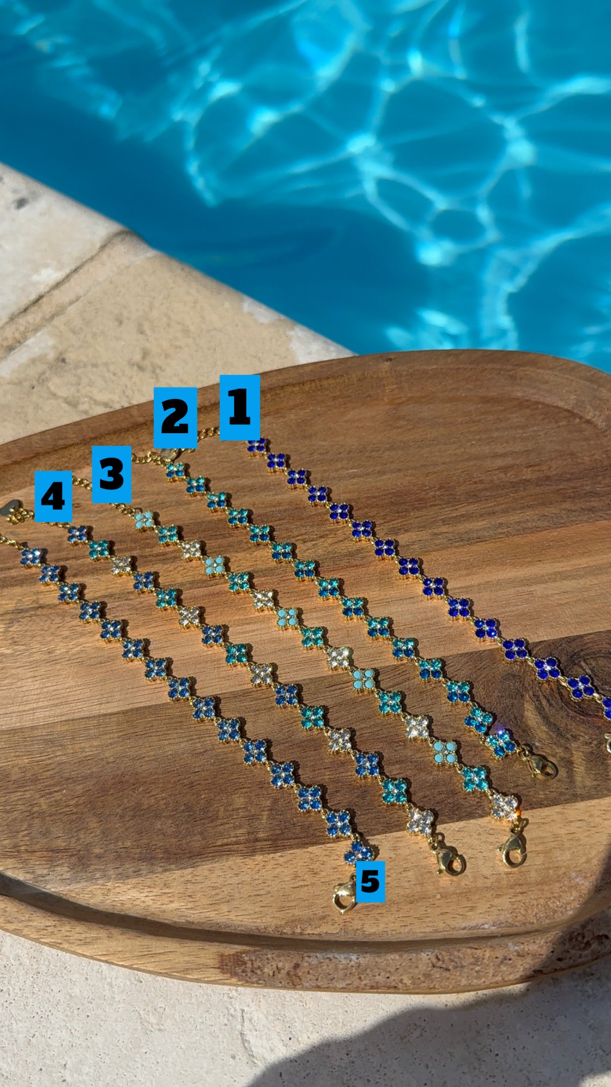 Bracelets trèfle tons bleus DIANA