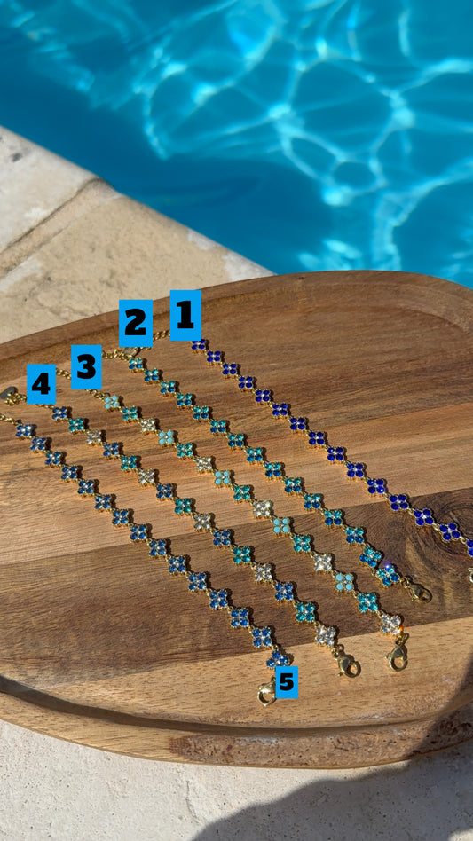 Bracelets trèfle tons bleus DIANA