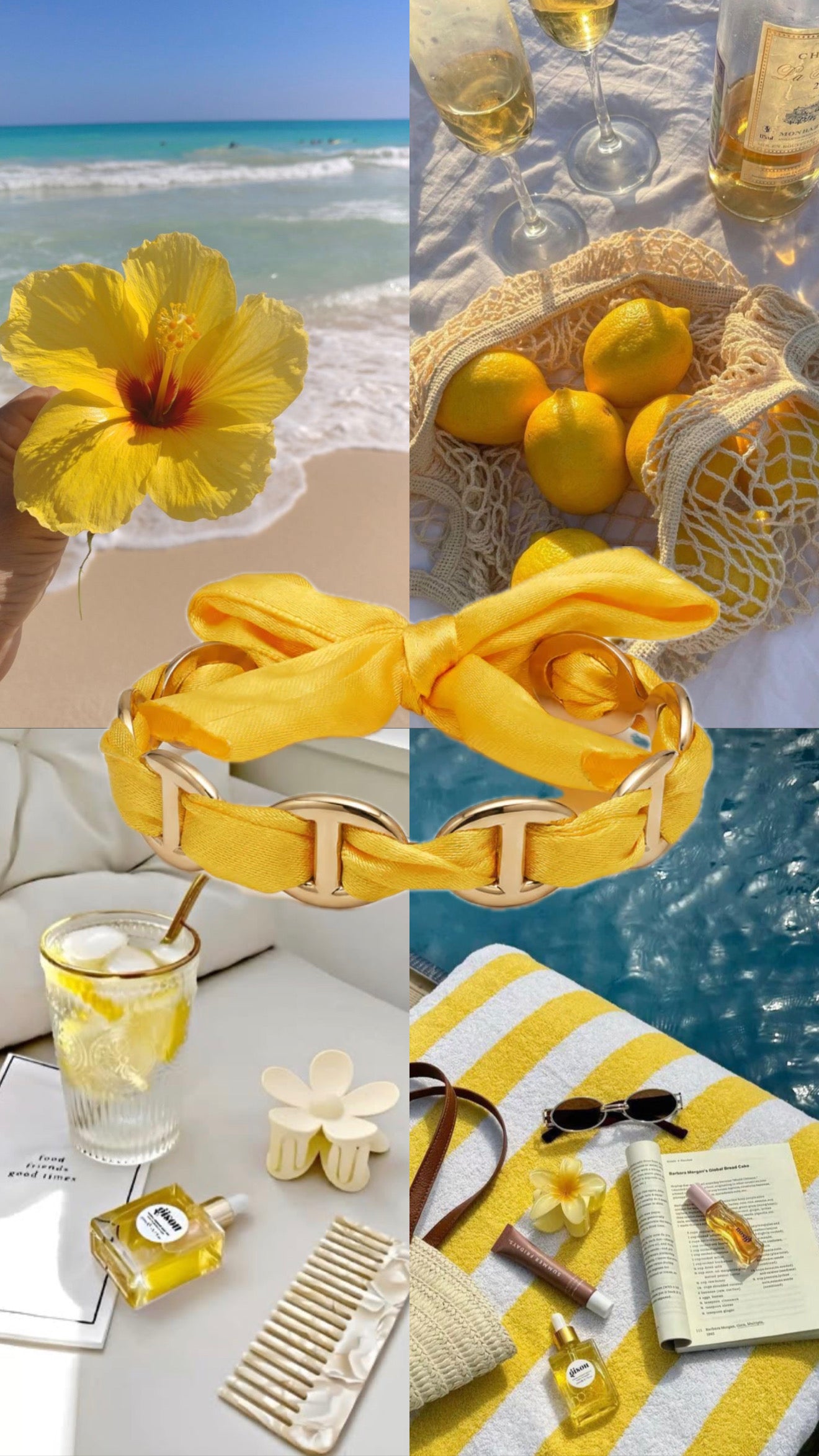 Jonc maille marine tissu jaune