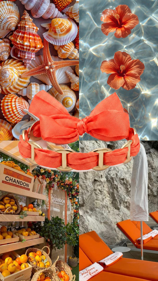 Jonc maille marine tissu orange