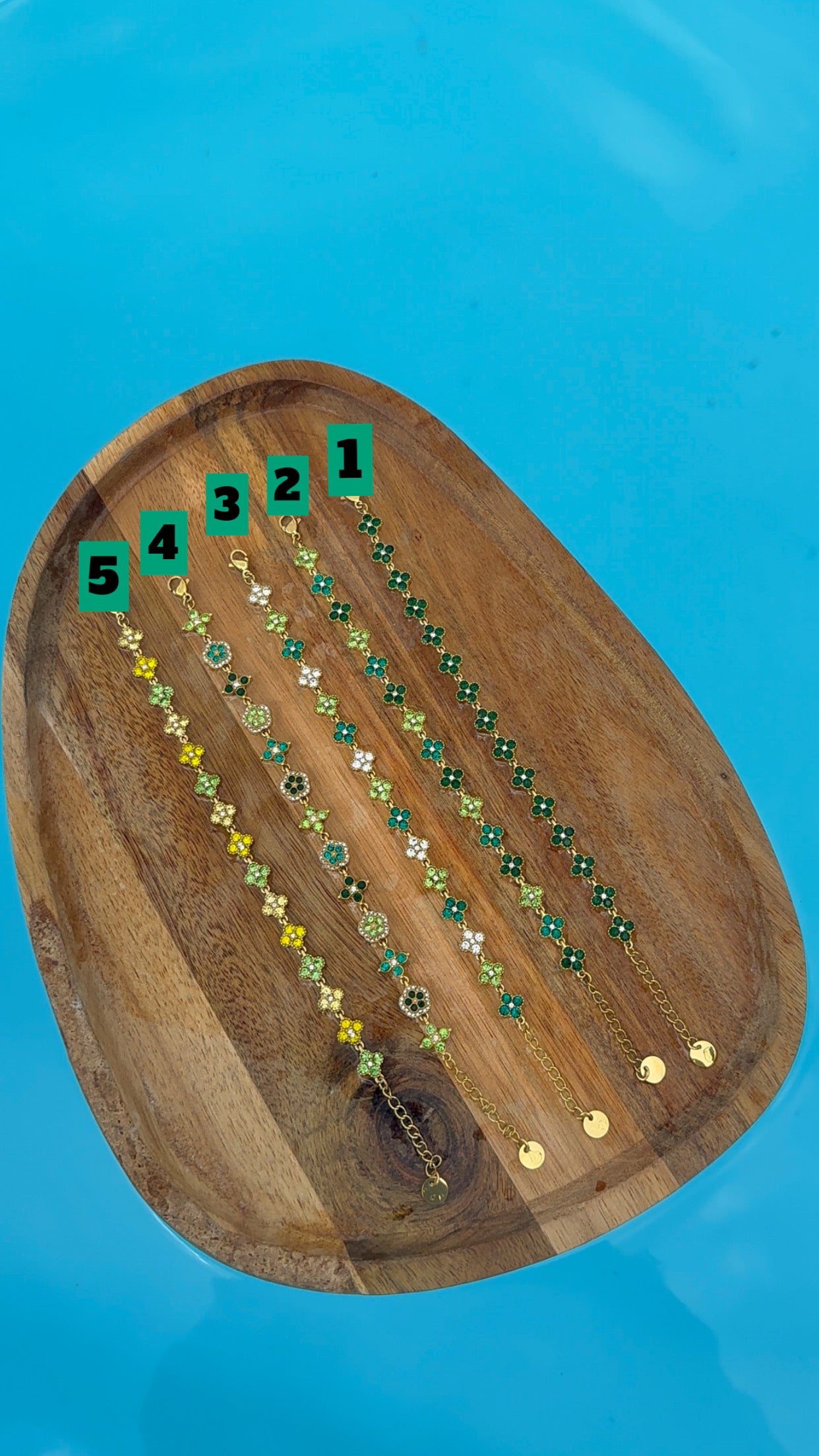 Bracelets trèfle tons verts DIANA