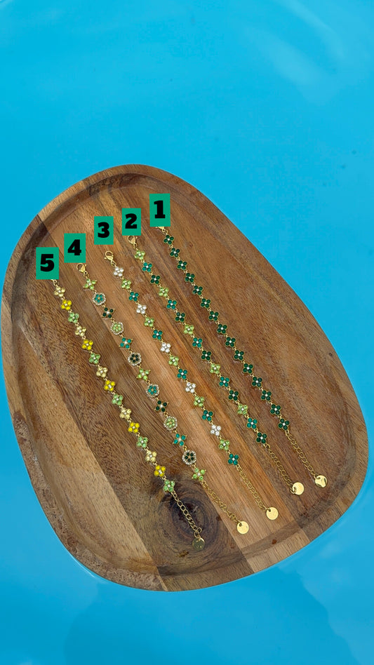 Bracelets trèfle tons verts DIANA
