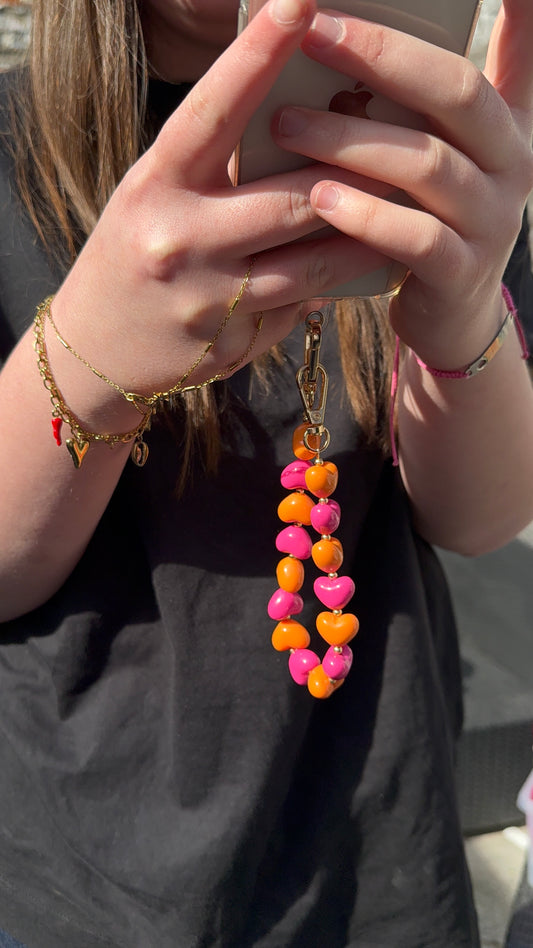 bijoux de téléphone rose orange